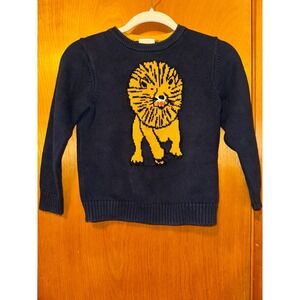 Hanna Andersson Lion Navy Blue Gold Pullover Sweater Childrens Size 120/6-7